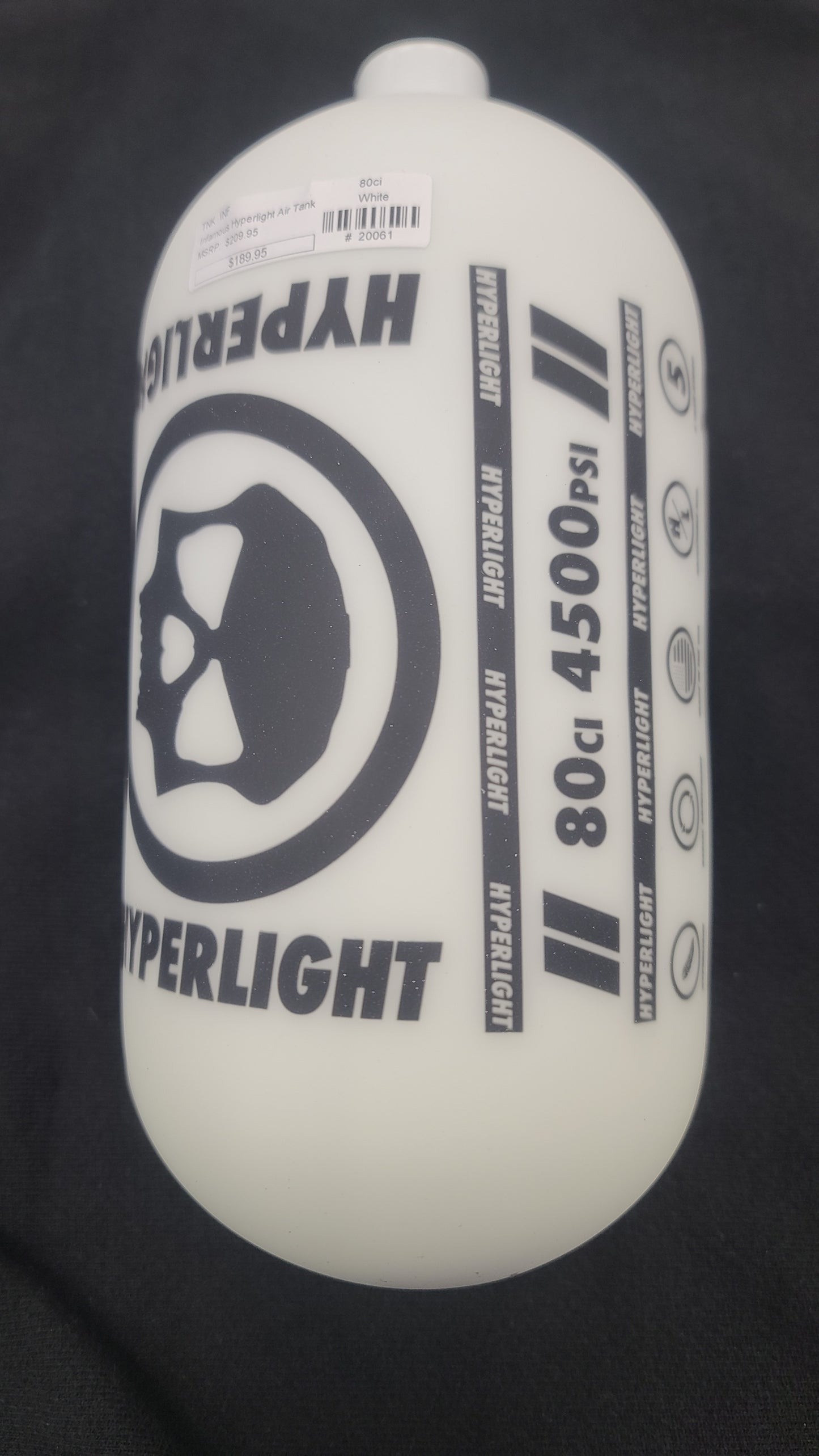 Infamous "FROZEN MATTE" Hyperlight Air Tank - (80ci / 4500psi) White / Black