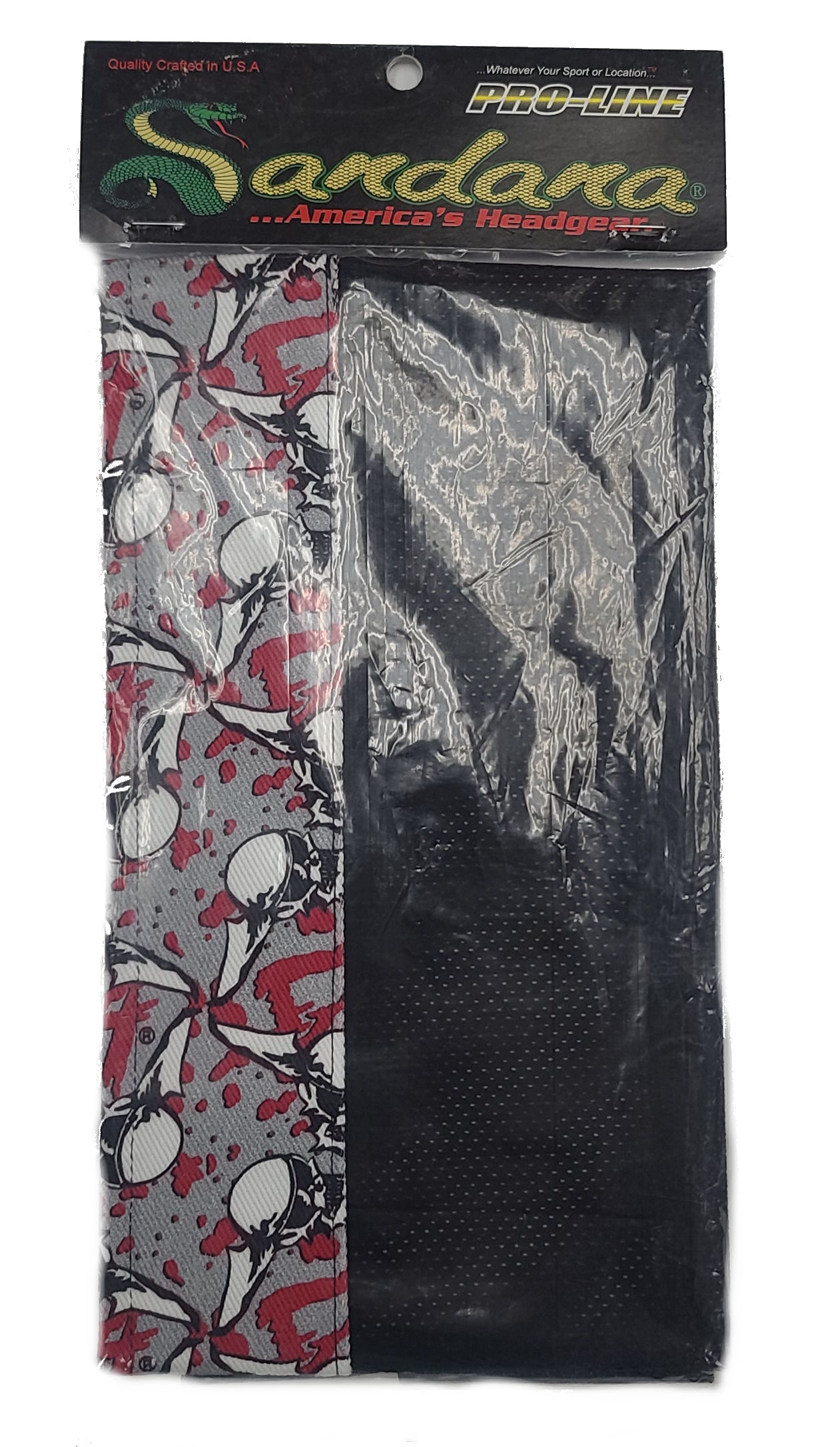 Sandana Pro-Line Flying Skulls Headwrap (QuickShot EXLUSIVE Limited Edition) - Gray Red (Black Mesh)