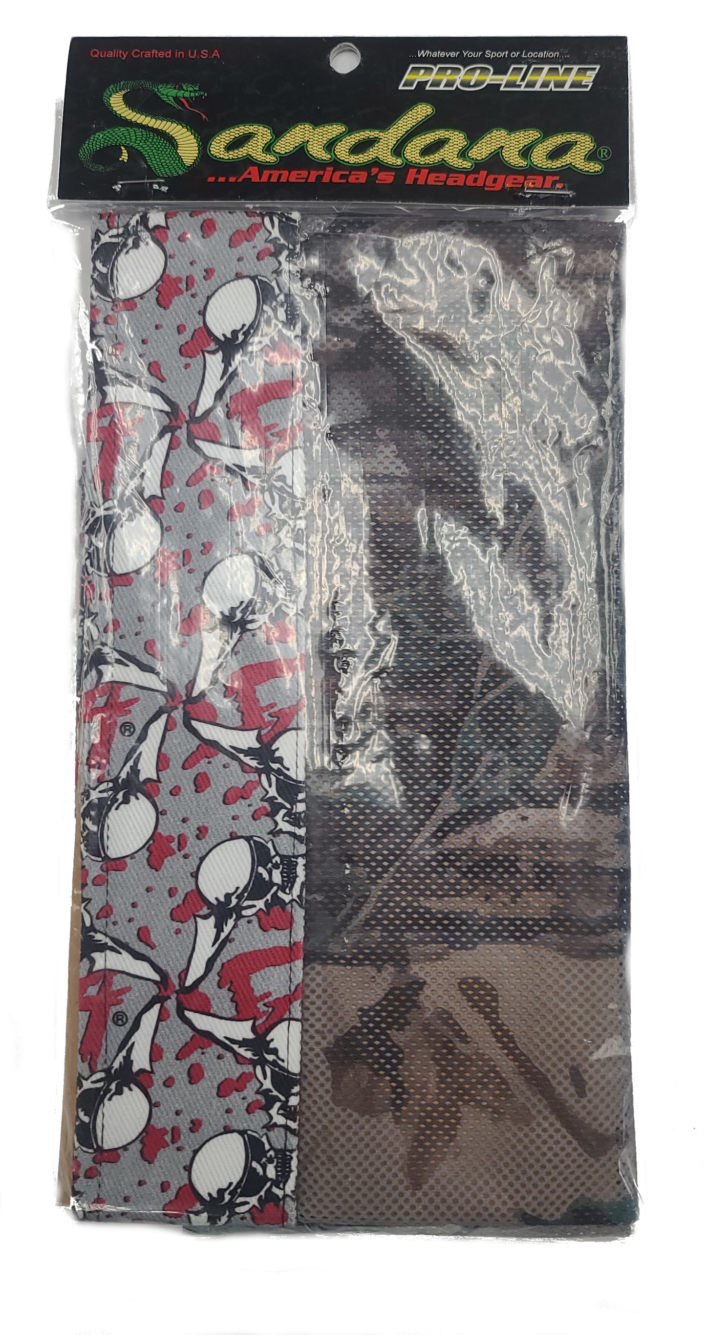 Sandana Pro-Line Flying Skulls Headwrap (QuickShot EXLUSIVE Limited Edition) - Gray Red (Trunk Brown Leaf)