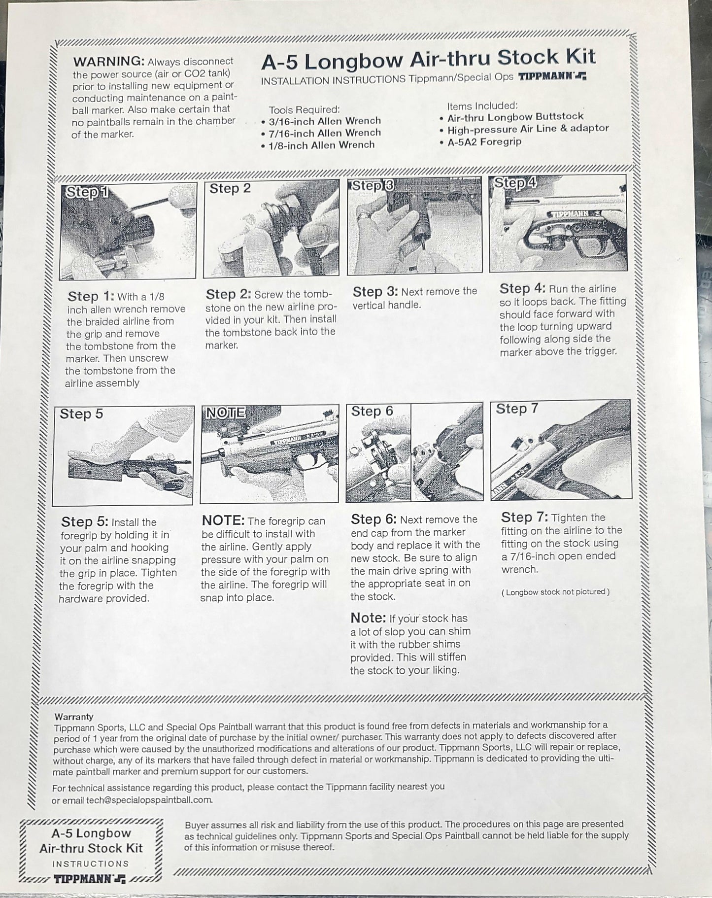 Tippmann A5 Longbow Air-Thru Stock Kit (black)