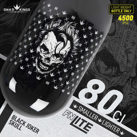 BunkerKings FN Lite Air Tank - 80ci Black Joker Skull (BOTTLE ONLY)