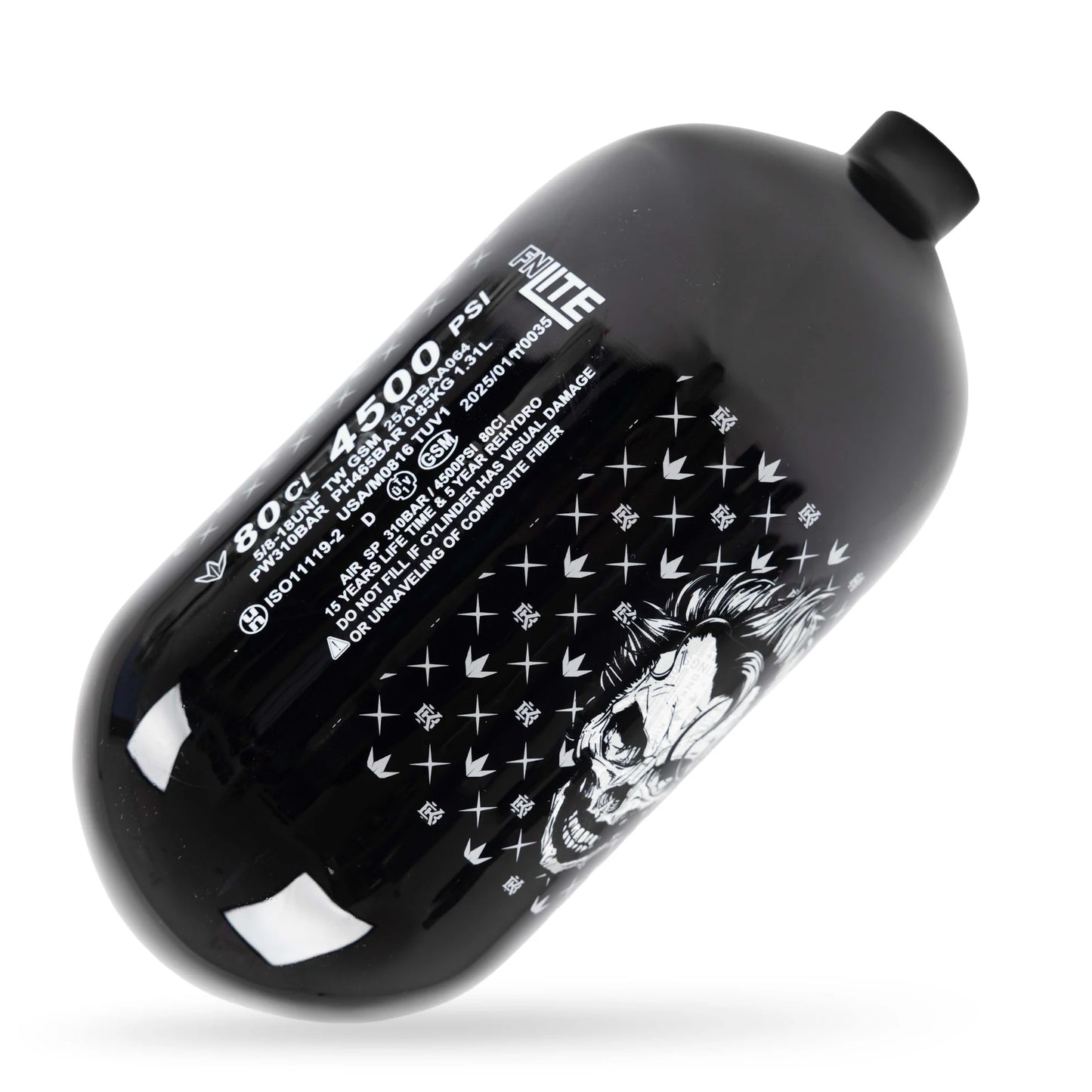 BunkerKings FN Lite Air Tank - 80ci Black Joker Skull (BOTTLE ONLY)