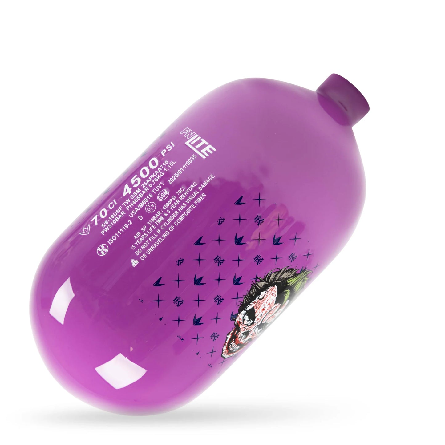 BunkerKings FN Lite Air Tank - 70ci Purple Joker Skull (BOTTLE ONLY)