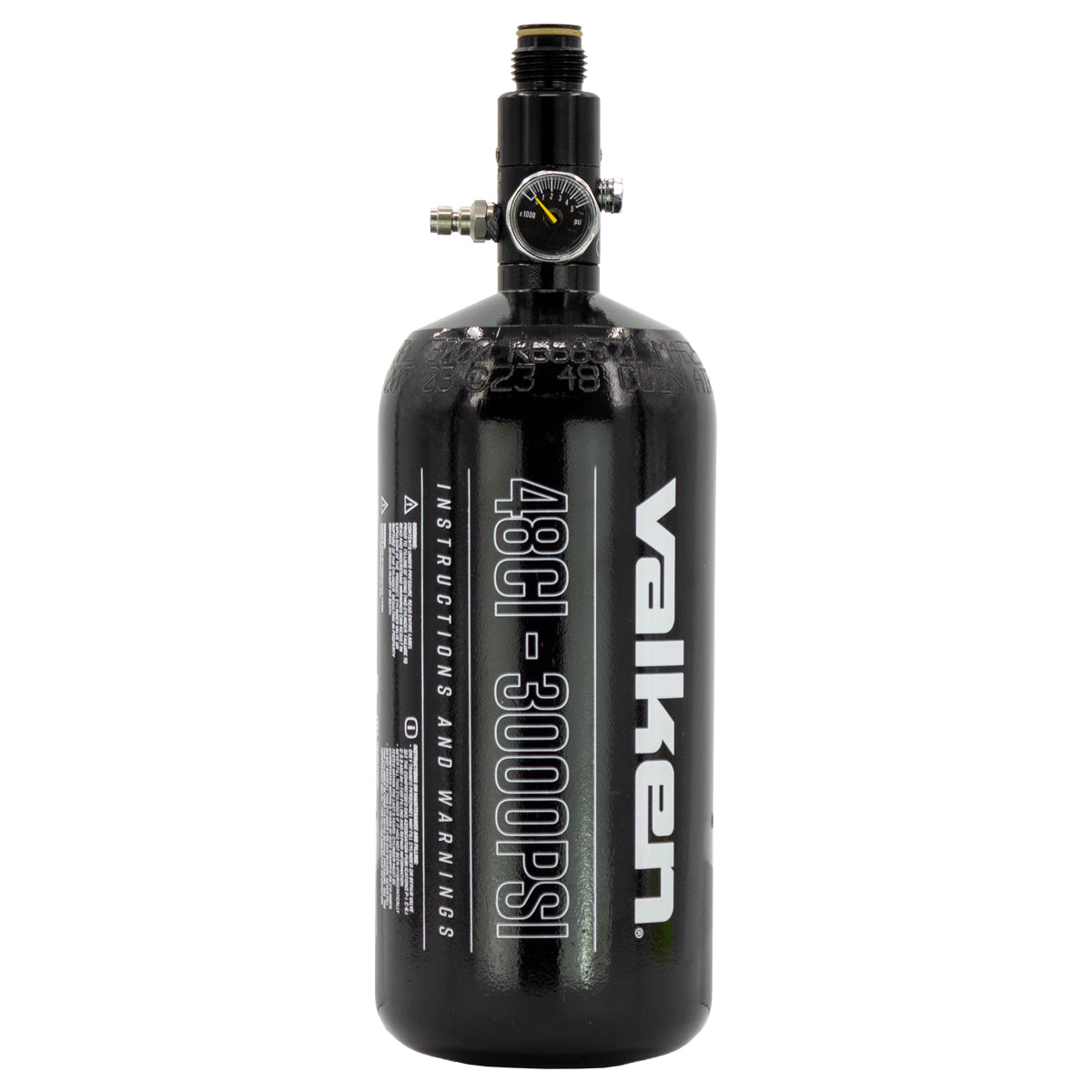 Valken Compressed Air Tank - (48ci, Steel Basic) Black/White