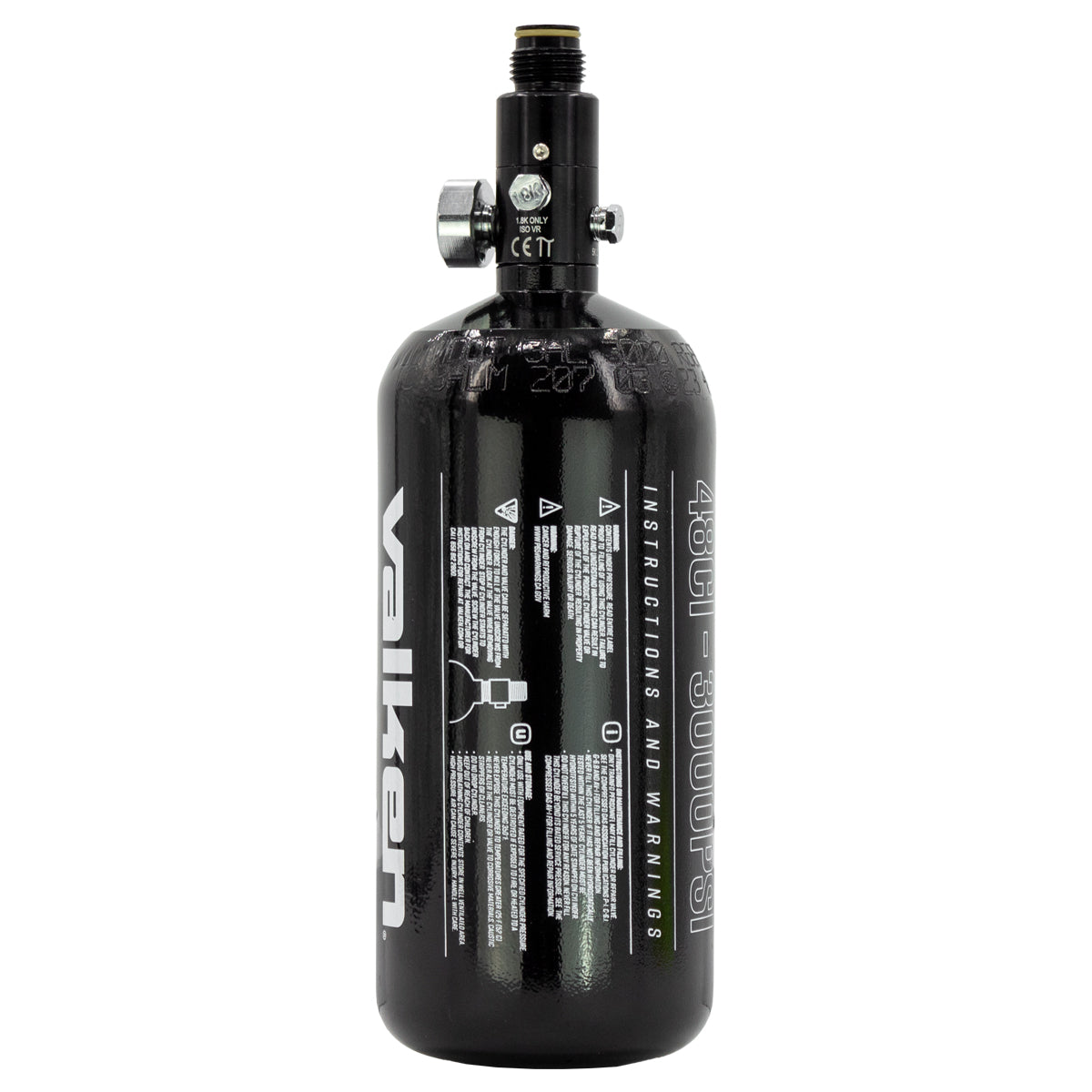 Valken Compressed Air Tank - (48ci, Steel Basic) Black/White