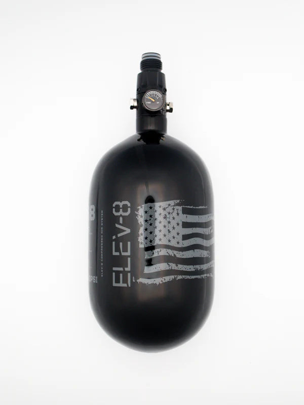 ELEV-8 Air Tank - 68ci/4500 Gloss Black / Pewter Flag