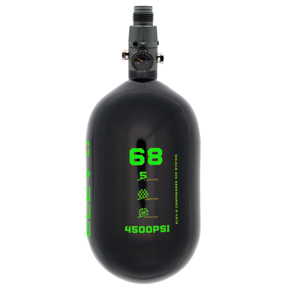 ELEV-8 Air Tank - 68ci/4500 Gloss Black / Green Logo