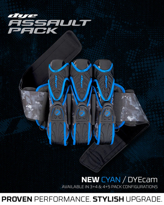 Dye Assault Pack Pro Harness 3+4 - Black DyeCam Cyan