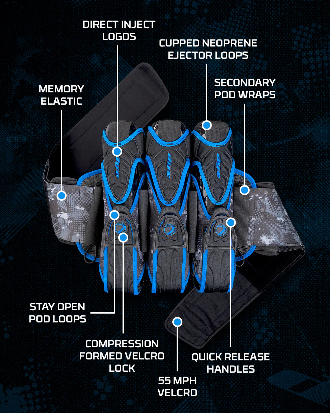 Dye Assault Pack Pro Harness 3+4 - Black DyeCam Cyan