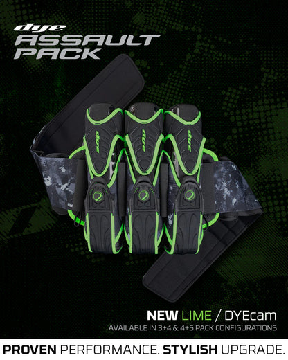 Dye Assault Pack Pro Harness 3+4 - Black DyeCam Lime