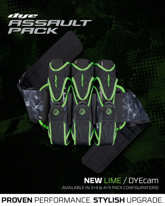 Dye Assault Pack Pro Harness 3+4 - Black DyeCam Lime