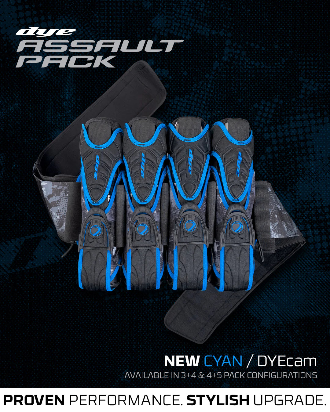 Dye Assault Pack Pro Harness 4+5 - Black DyCam Cyan