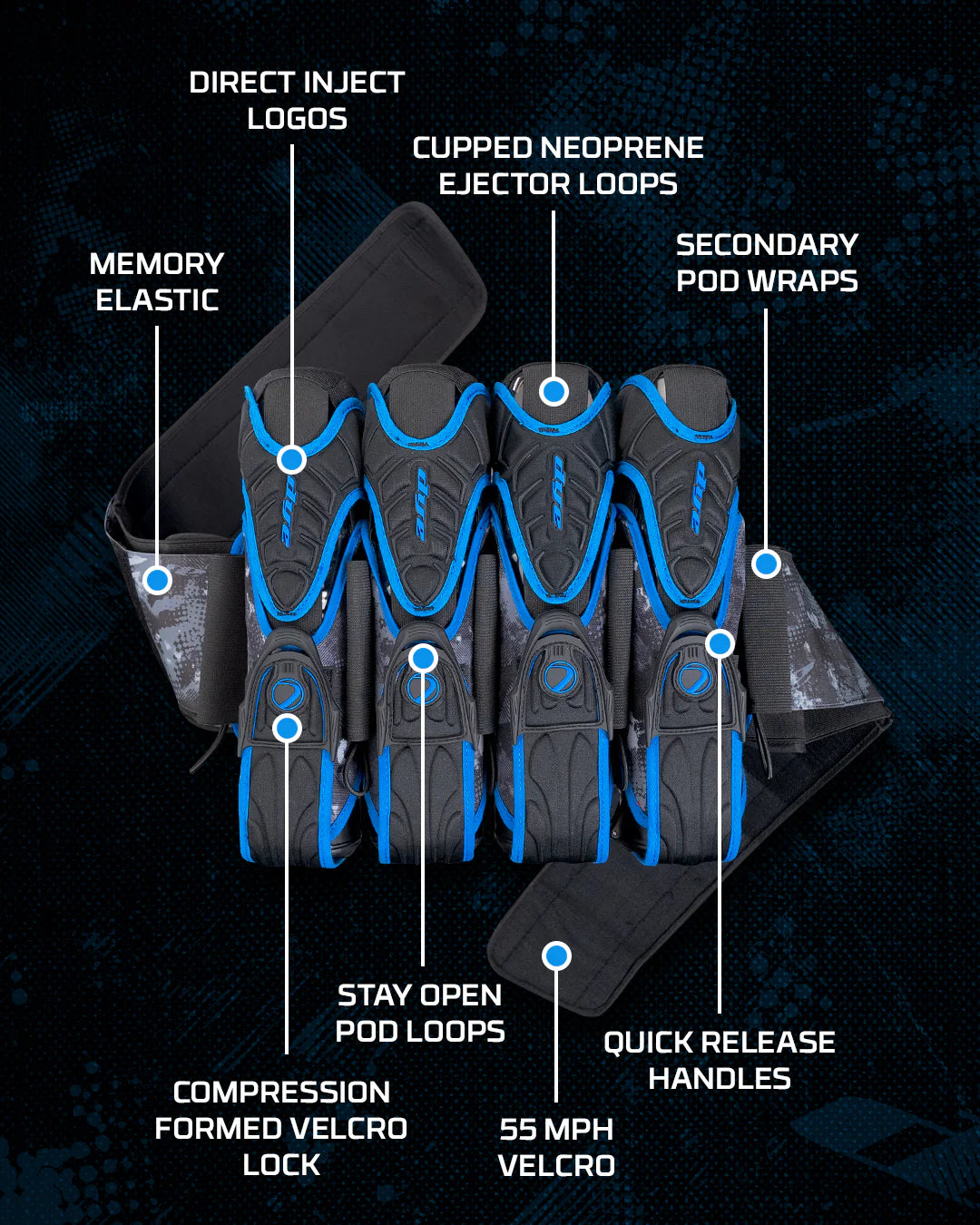 Dye Assault Pack Pro Harness 4+5 - Black DyCam Cyan