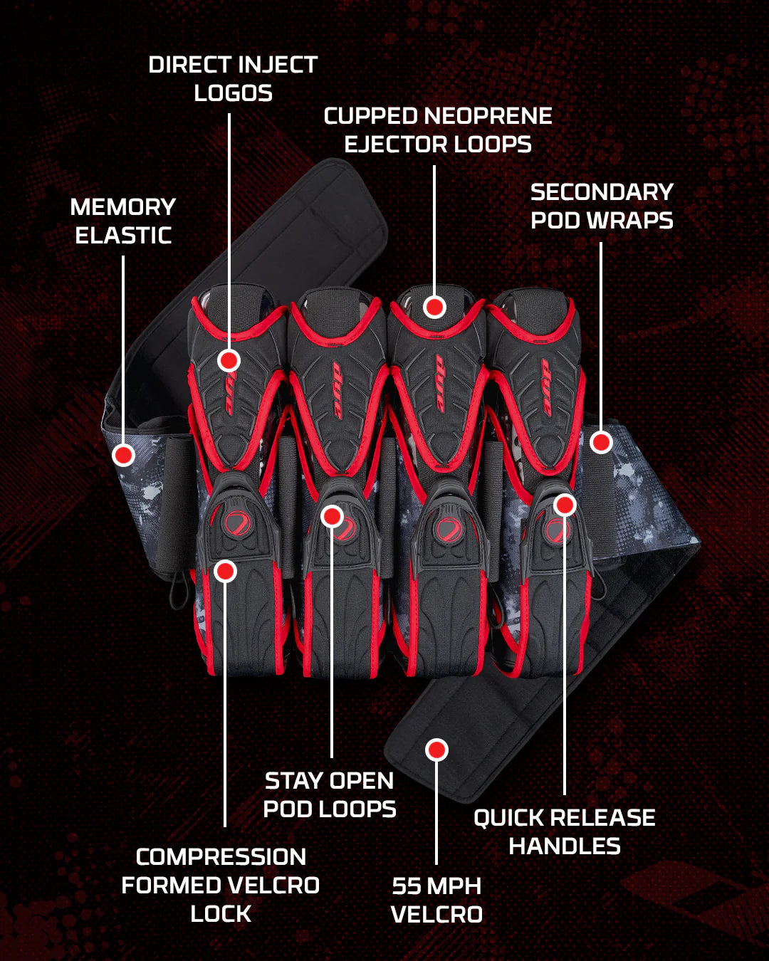 Dye Assault Pack Pro Harness 4+5 - Black DyeCam Red