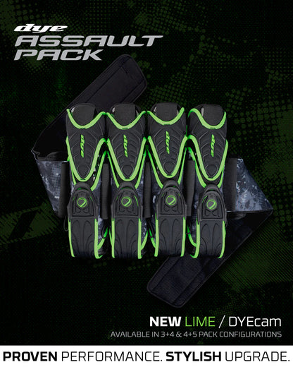 Dye Assault Pack Pro Harness 4+5 - Black DyeCam Lime