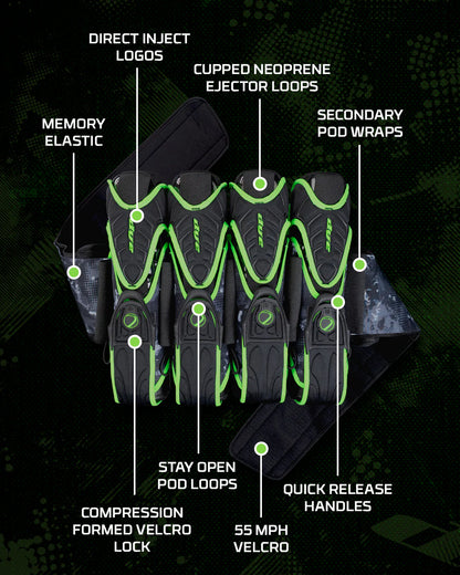 Dye Assault Pack Pro Harness 4+5 - Black DyeCam Lime