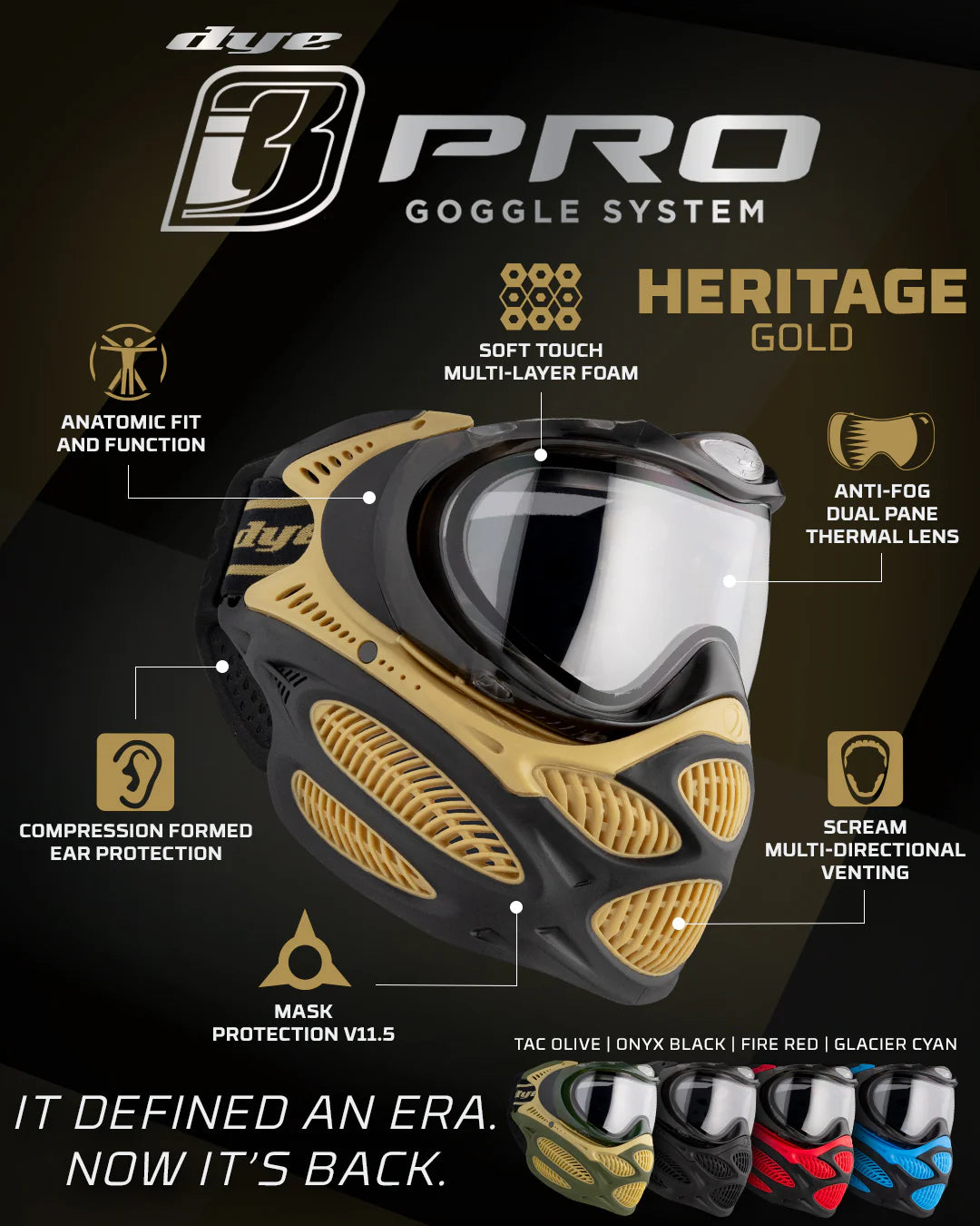 Dye I3 Pro Goggle Thermal - Heritage Gold